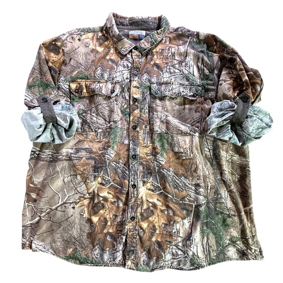 Realtree Xtra Camo Button Down Shirt Men's Long Sleeve Hunting Outdoors Size 5X - Picture 1 of 14